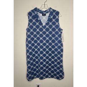 NWT Coral Cove Sailor blue white nautical rope sleeveless dress - large